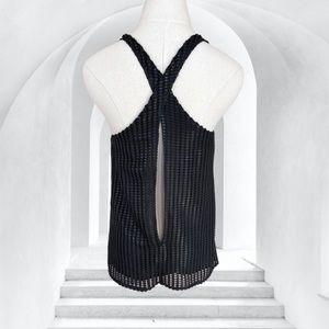 Intermix Black Criss Cross Shiny Textured Tank Top